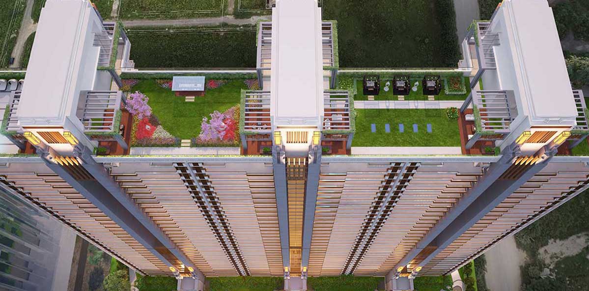 Bird Eye view of open terrace area designed in zen garden mode image